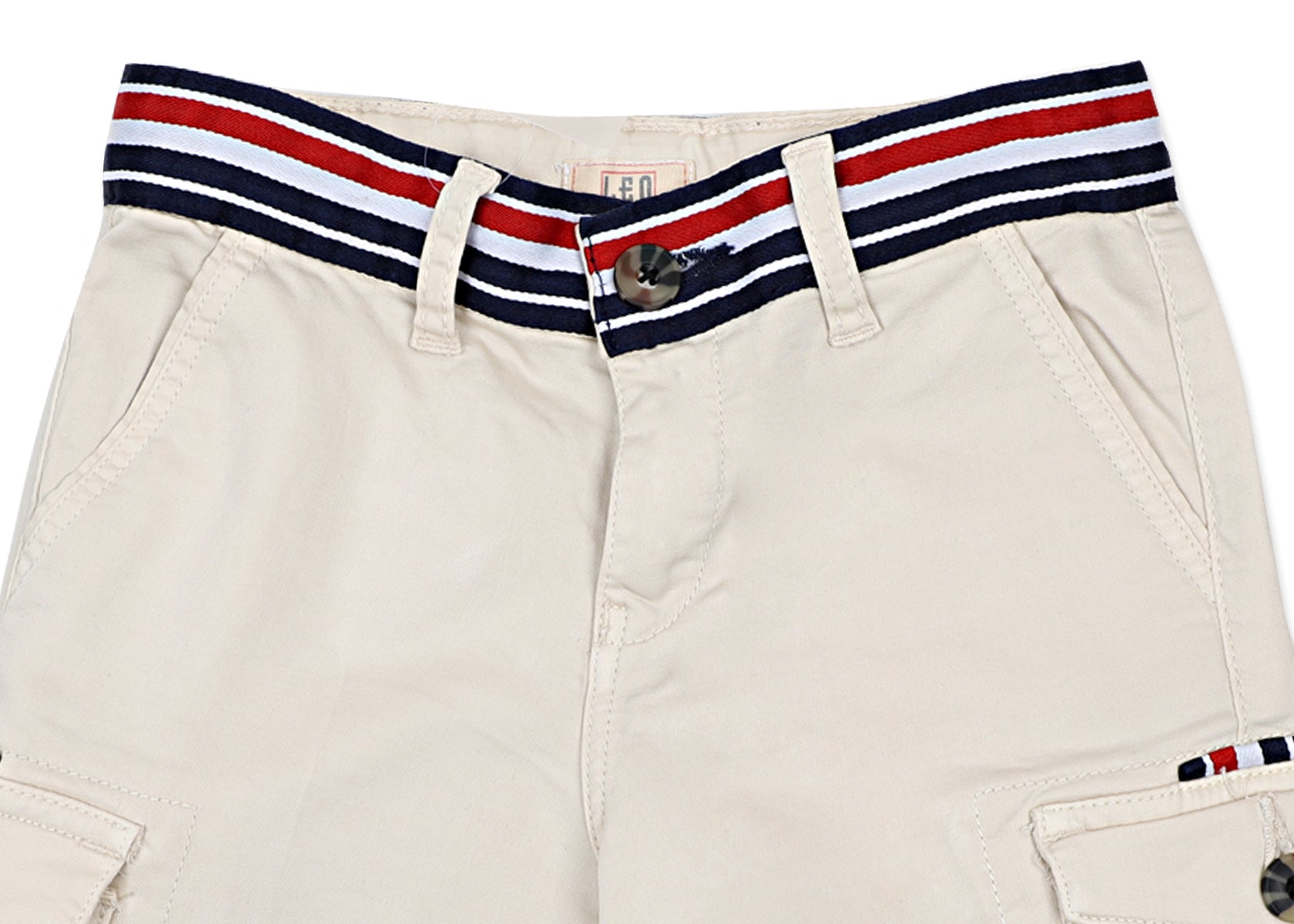 Leo Stretch Cotton Garmen Dyed Cargo Bermuda - Beige