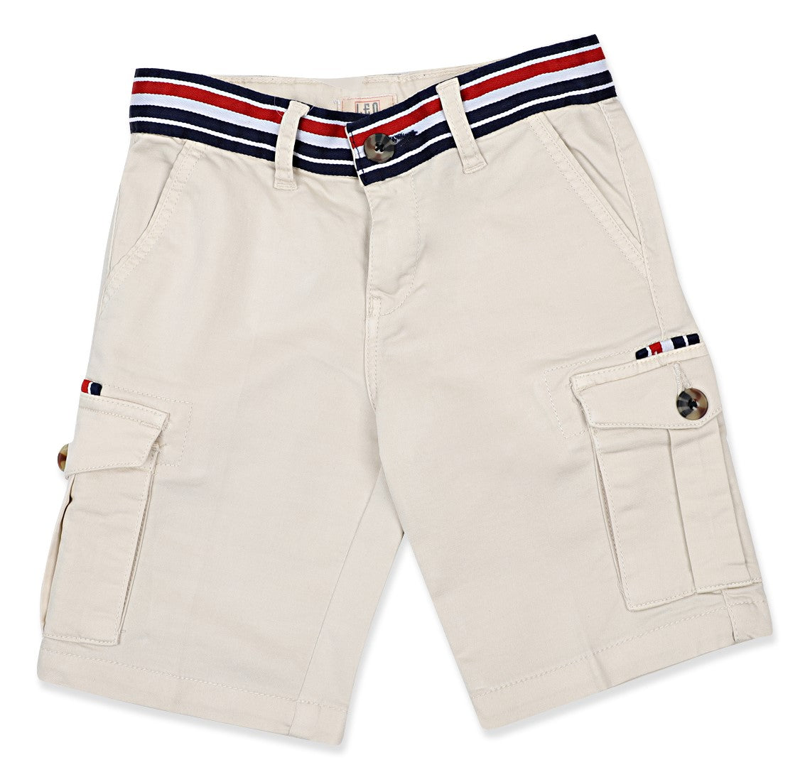 Leo Stretch Cotton Garmen Dyed Cargo Bermuda - Beige