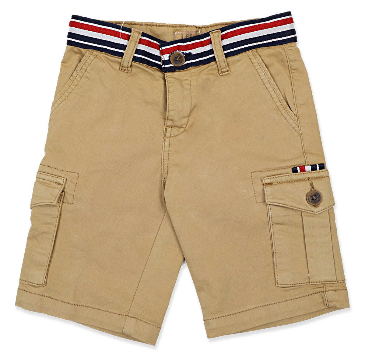 Leo Stretch Cotton Garmen Dyed Cargo Bermuda - Khaki
