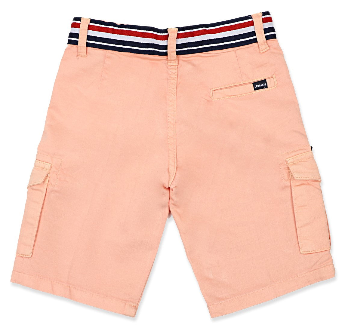 Leo Stretch Cotton Garmen Dyed Cargo Bermuda - Peach
