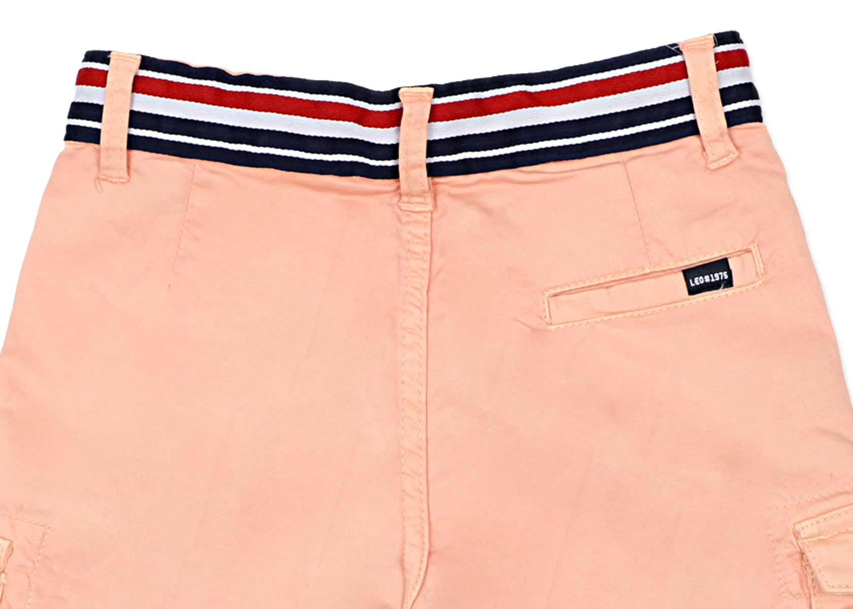 Leo Stretch Cotton Garmen Dyed Cargo Bermuda - Peach