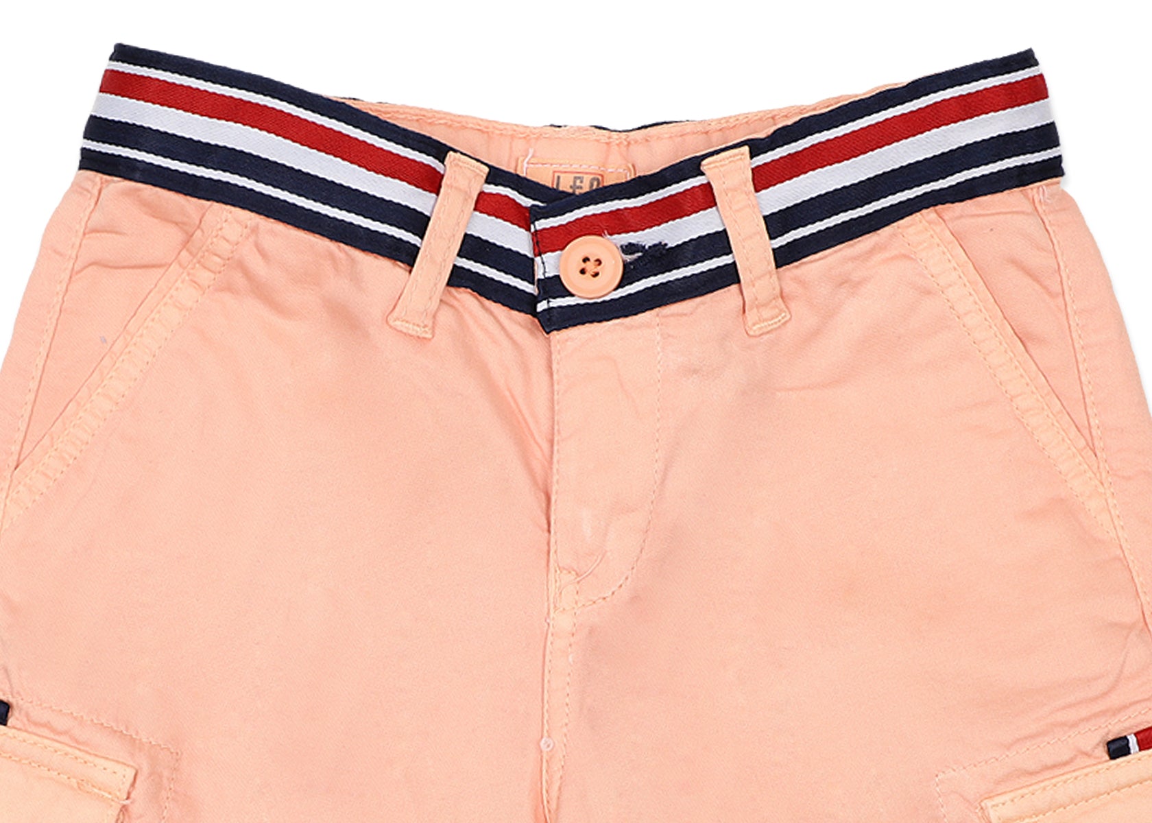 Leo Stretch Cotton Garmen Dyed Cargo Bermuda - Peach