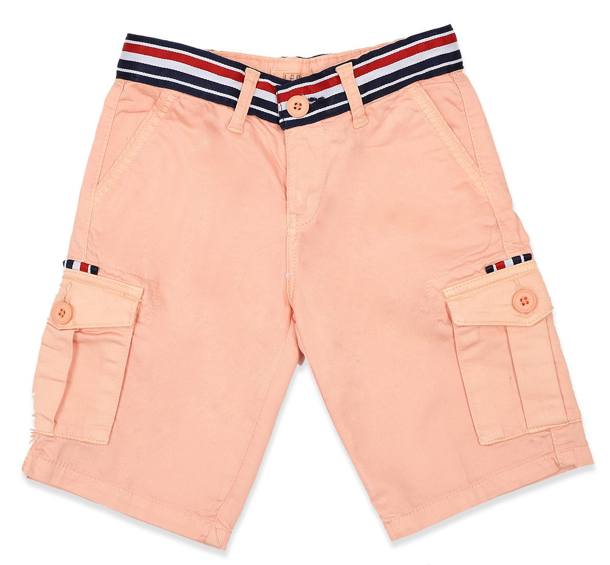 Leo Stretch Cotton Garmen Dyed Cargo Bermuda - Peach