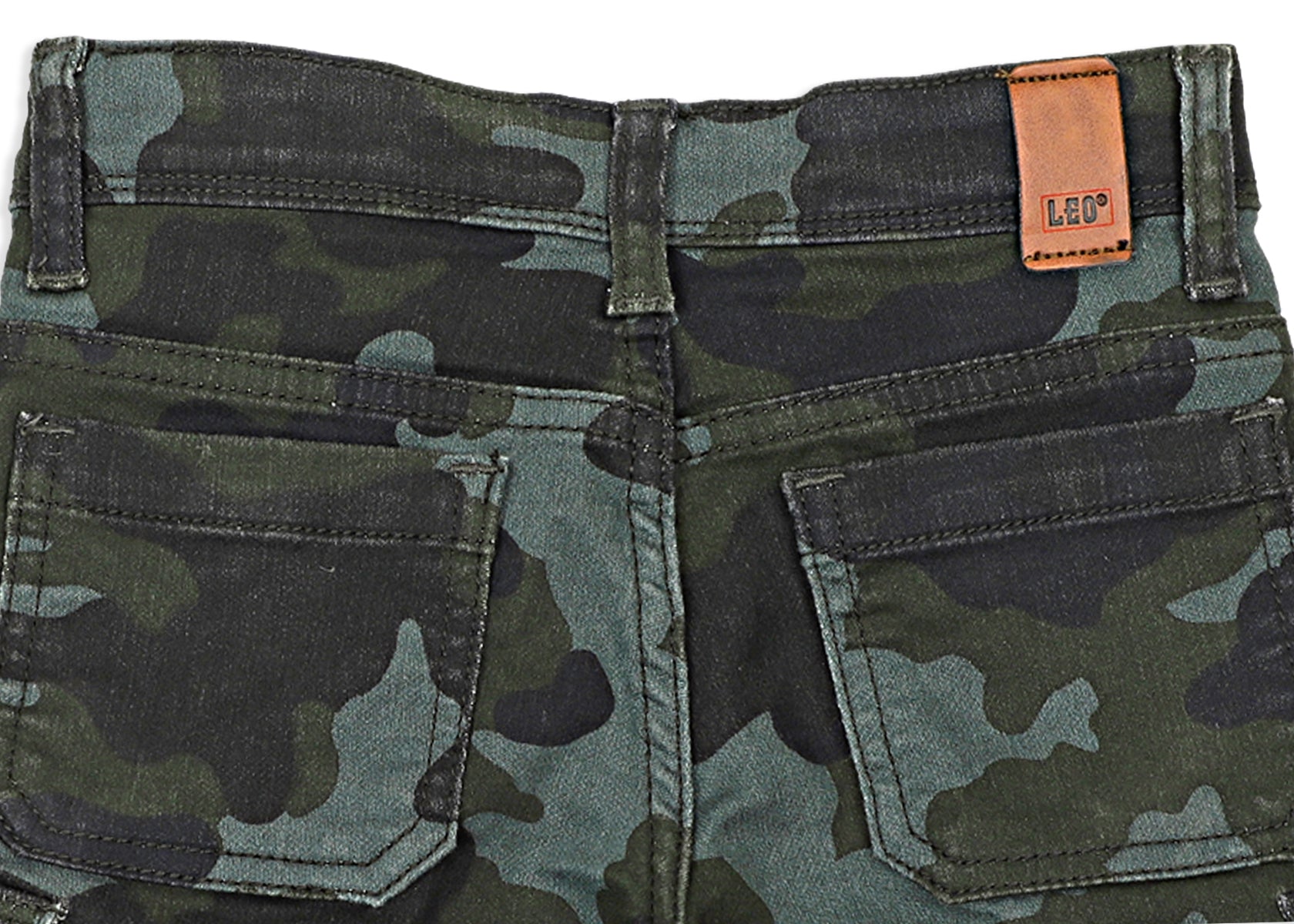 Leo Stretch Camouflage Cargo Bermuda - Green