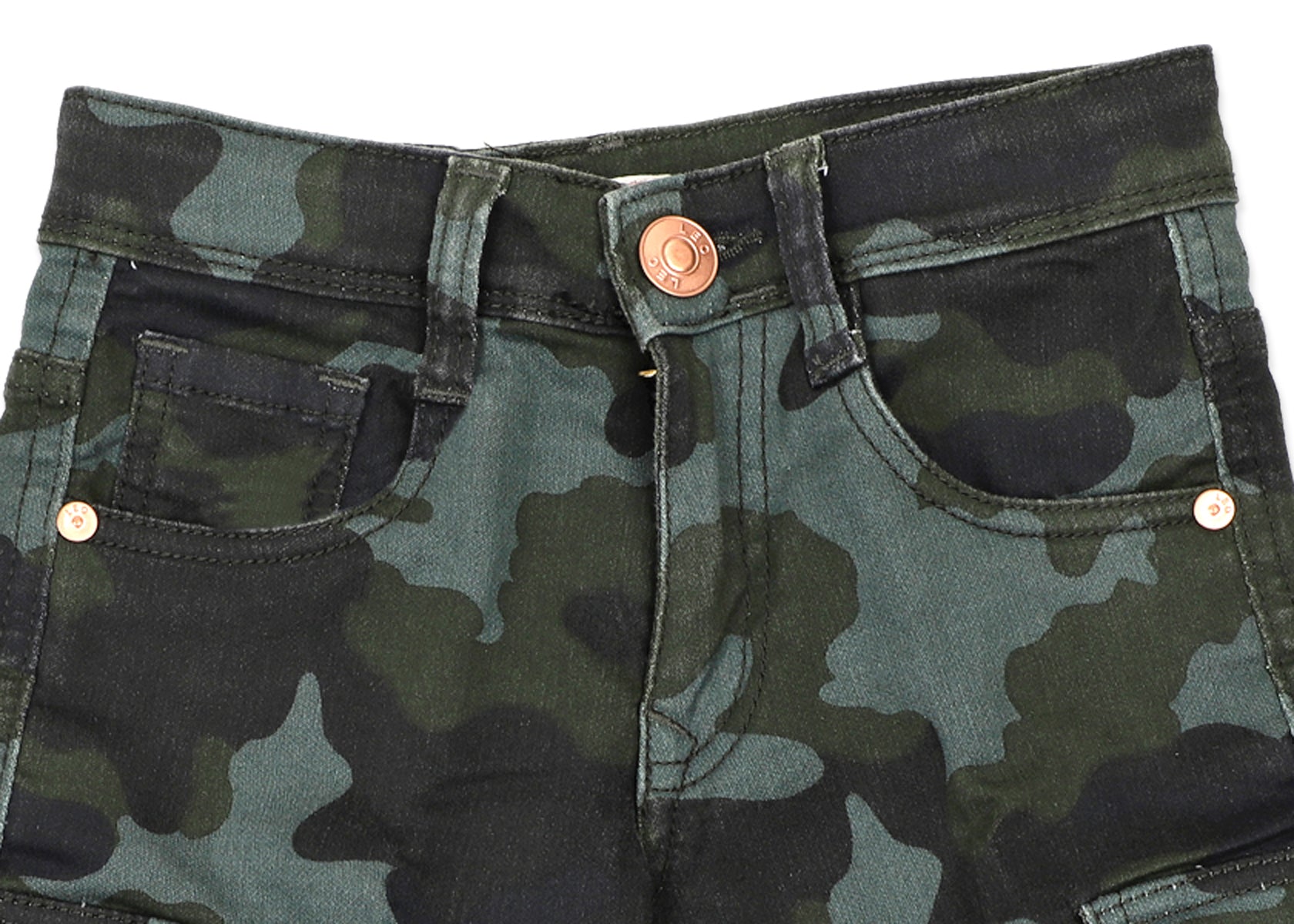 Leo Stretch Camouflage Cargo Bermuda - Green