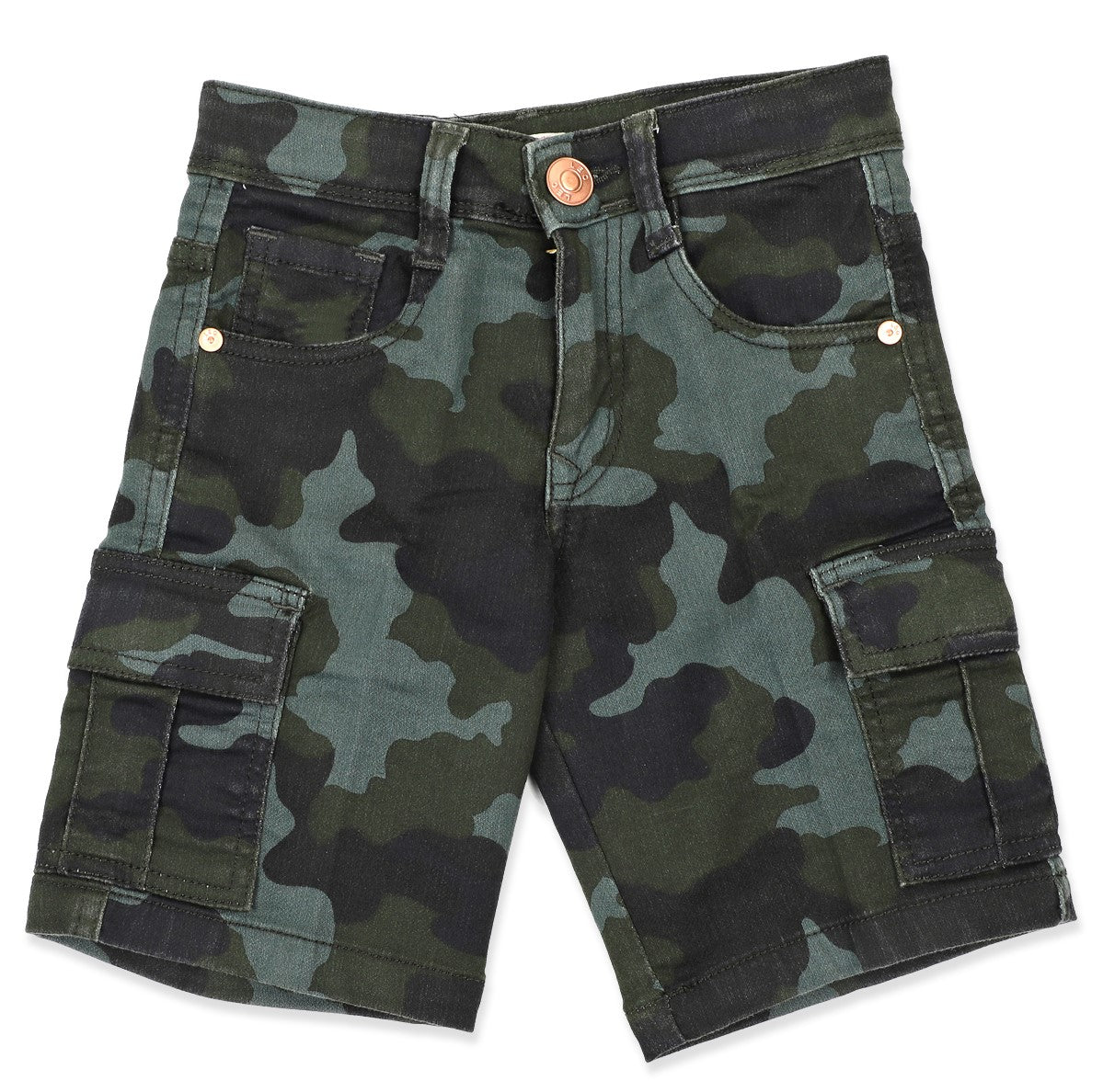 Leo Stretch Camouflage Cargo Bermuda - Green