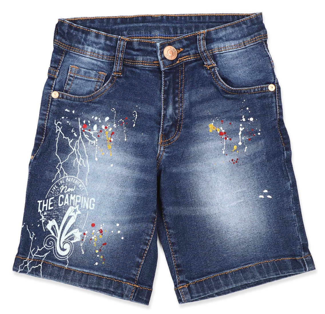 Leo Stretch Denim Color Spot Fashion Bermuda - Denim-X