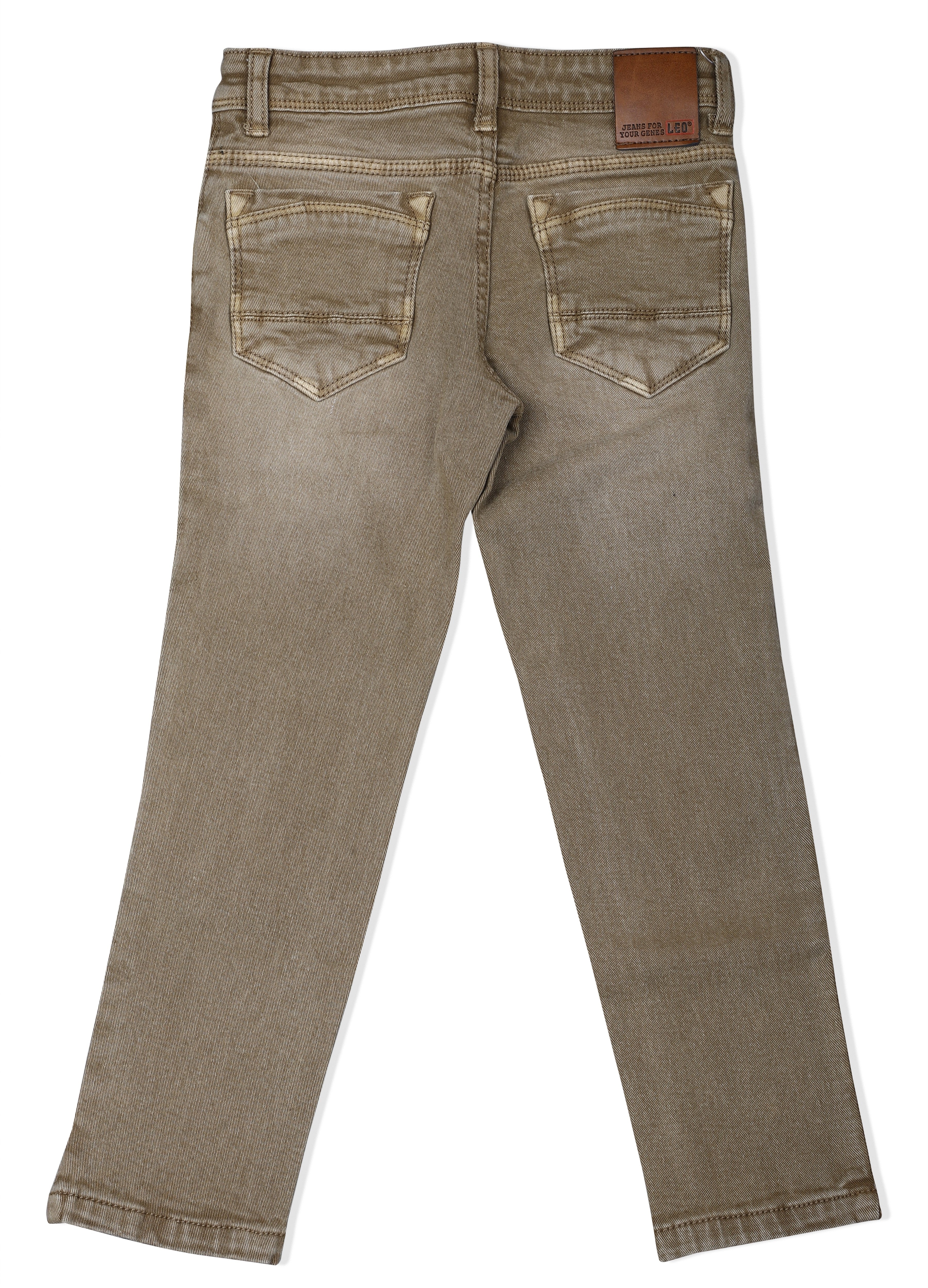 LEO Slim Fit Garment Dyed Stretch Fashion Jeans - Caramel