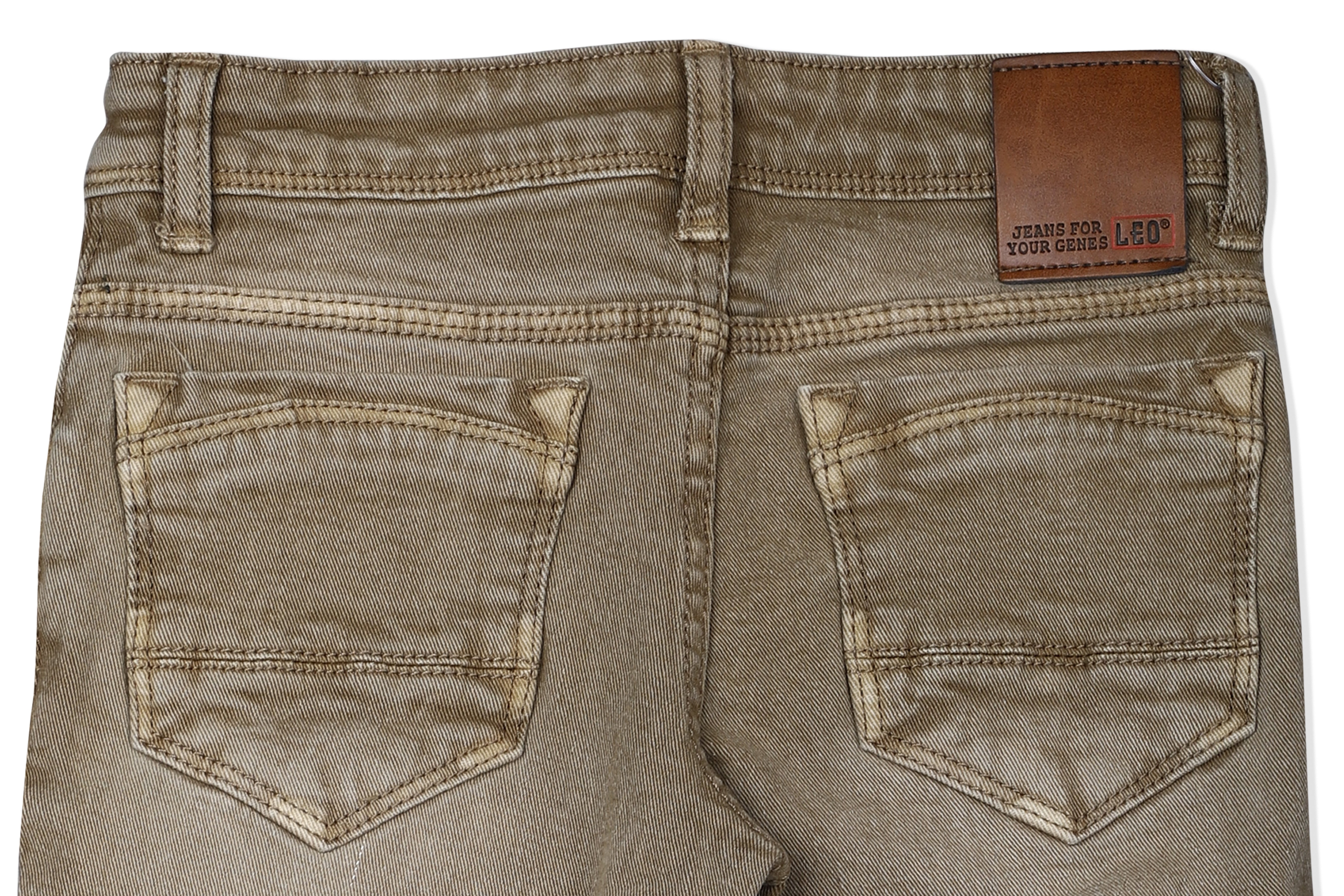 LEO Slim Fit Garment Dyed Stretch Fashion Jeans - Caramel