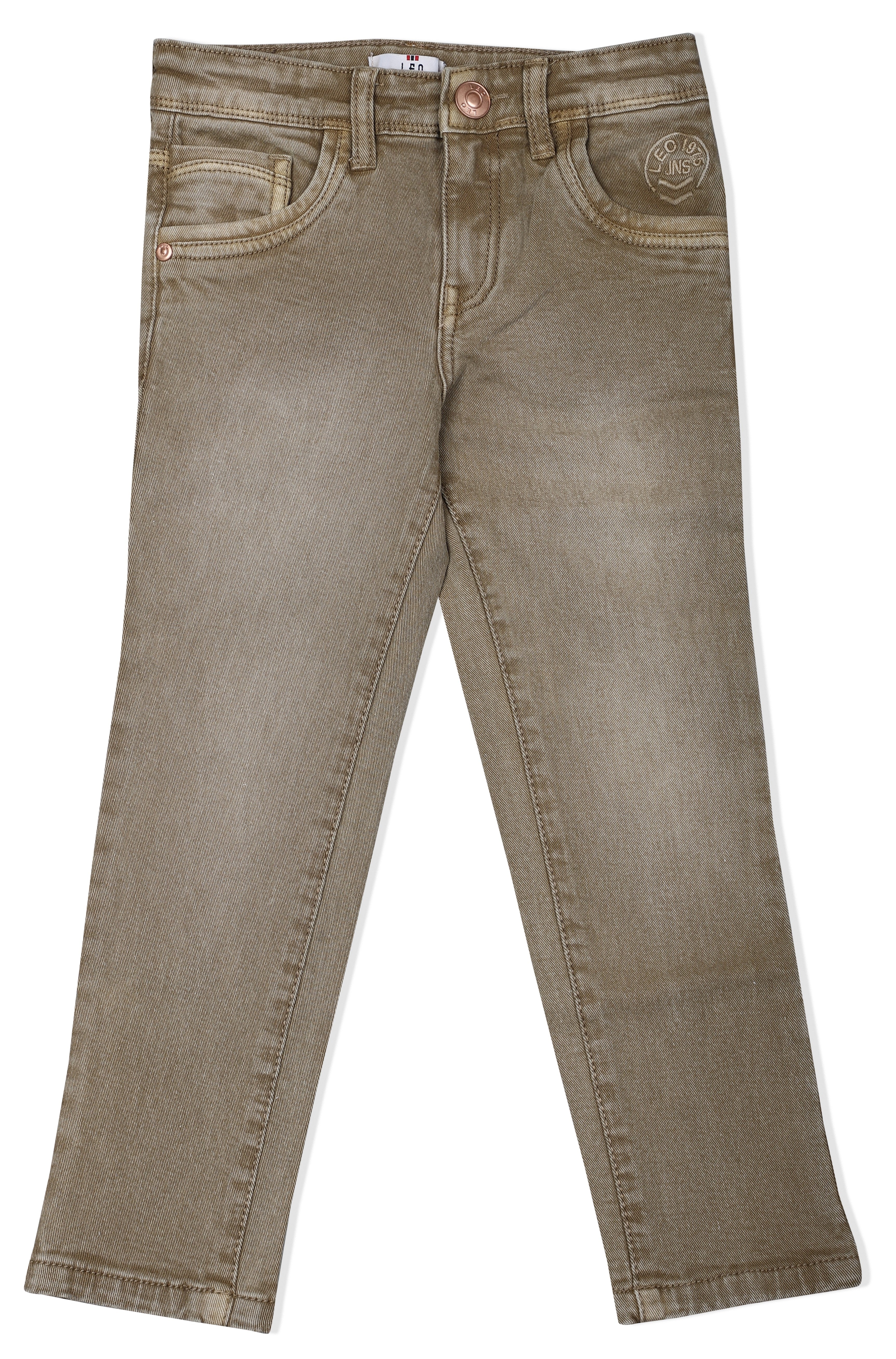 LEO Slim Fit Garment Dyed Stretch Fashion Jeans - Caramel
