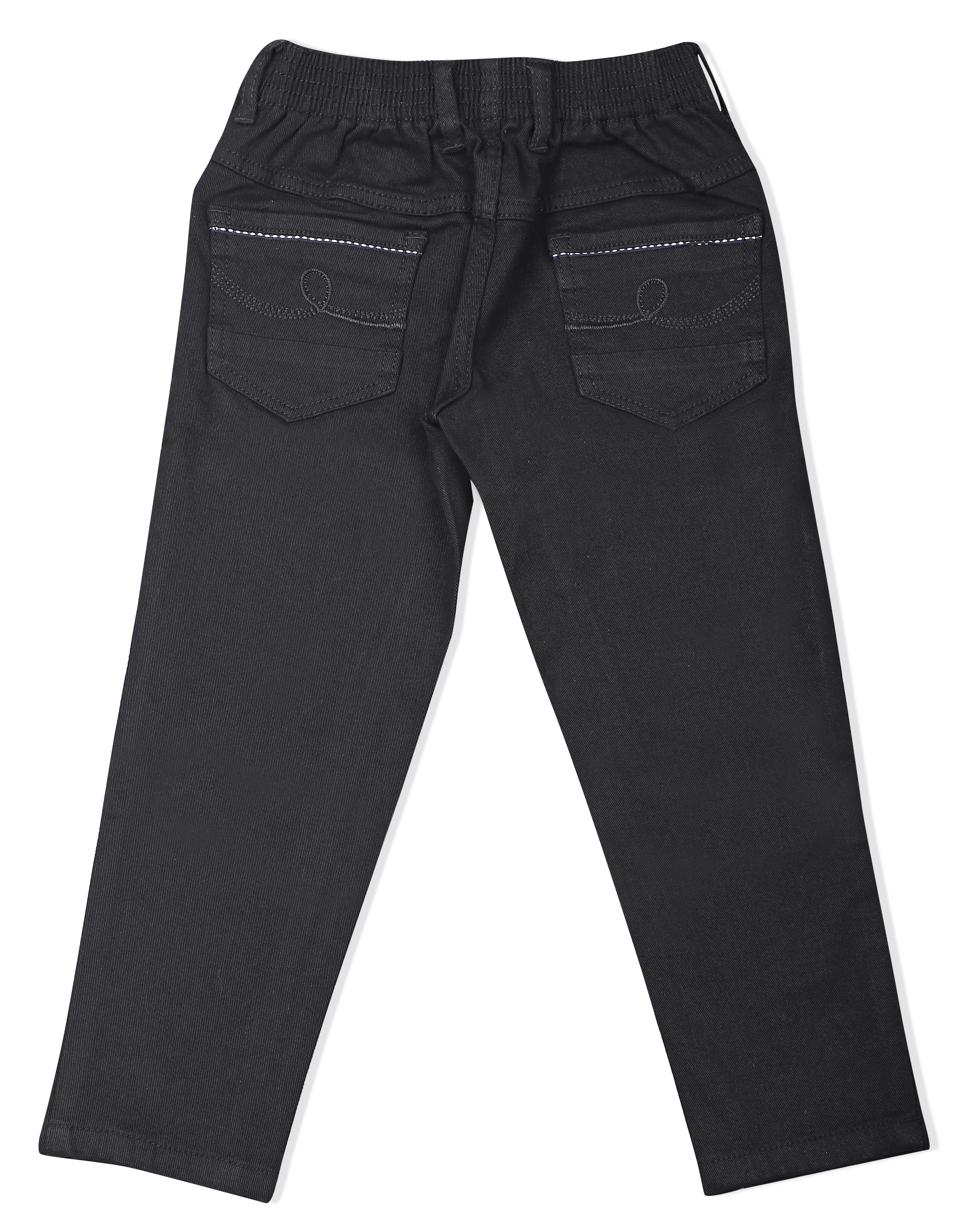 LEO Slim Fit Back Elastic Stretch Fashion Jeans - Black