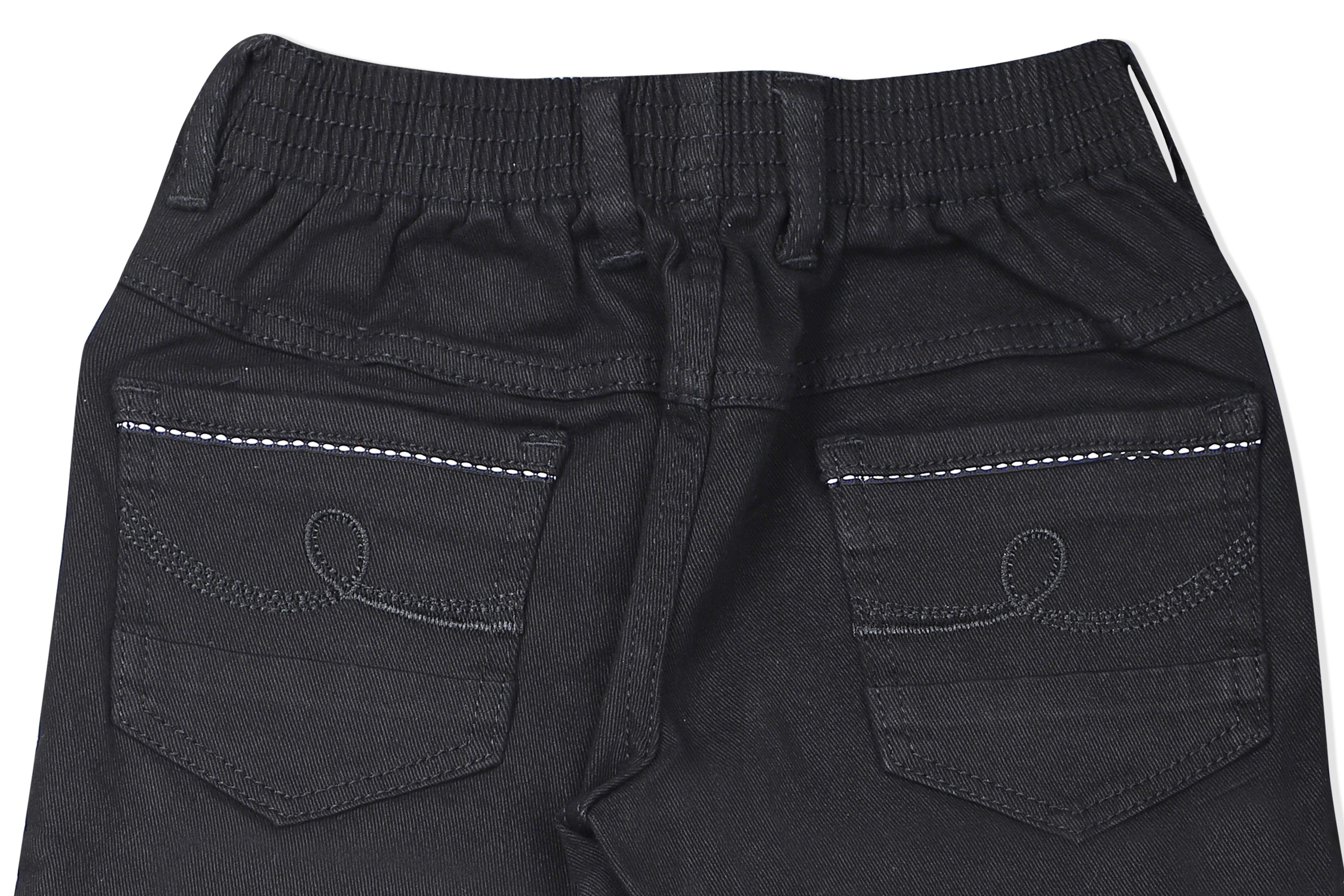 LEO Slim Fit Back Elastic Stretch Fashion Jeans - Black
