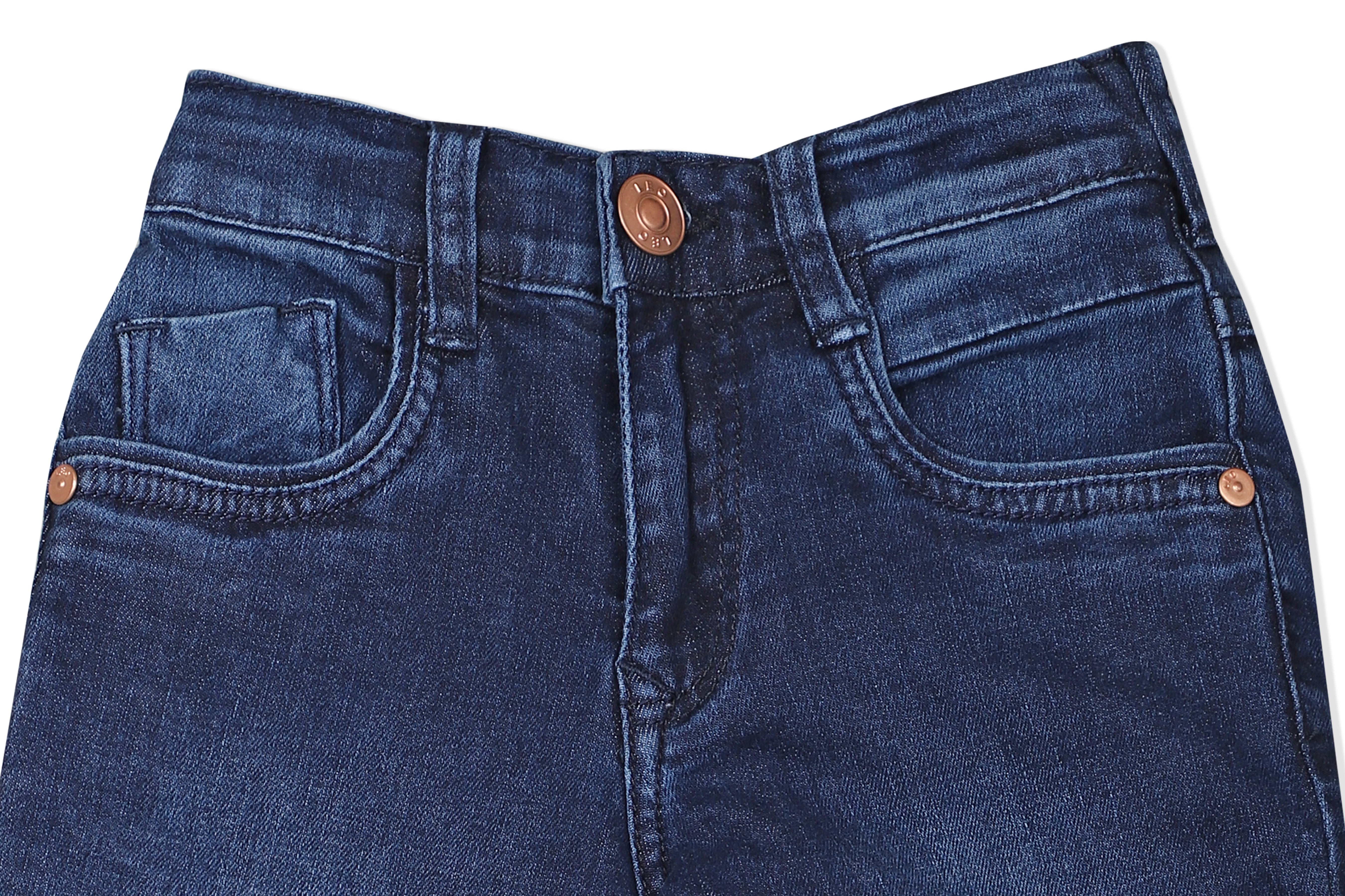 LEO Slim Fit Back Elastic Stretch Fashion Jeans - Blue