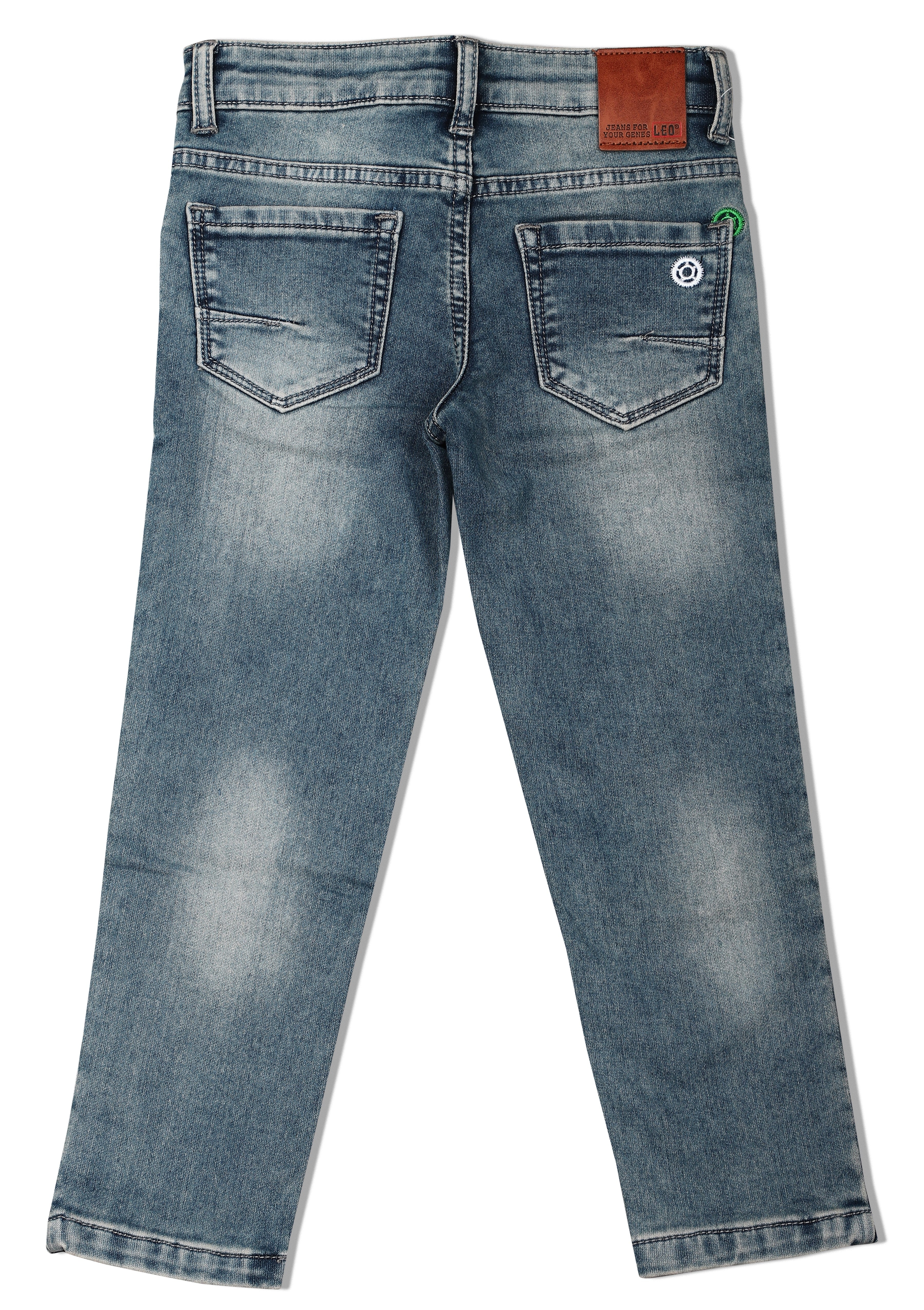 LEO Slim Fit Stretch Fashion Jeans, Khaki Tint - Black