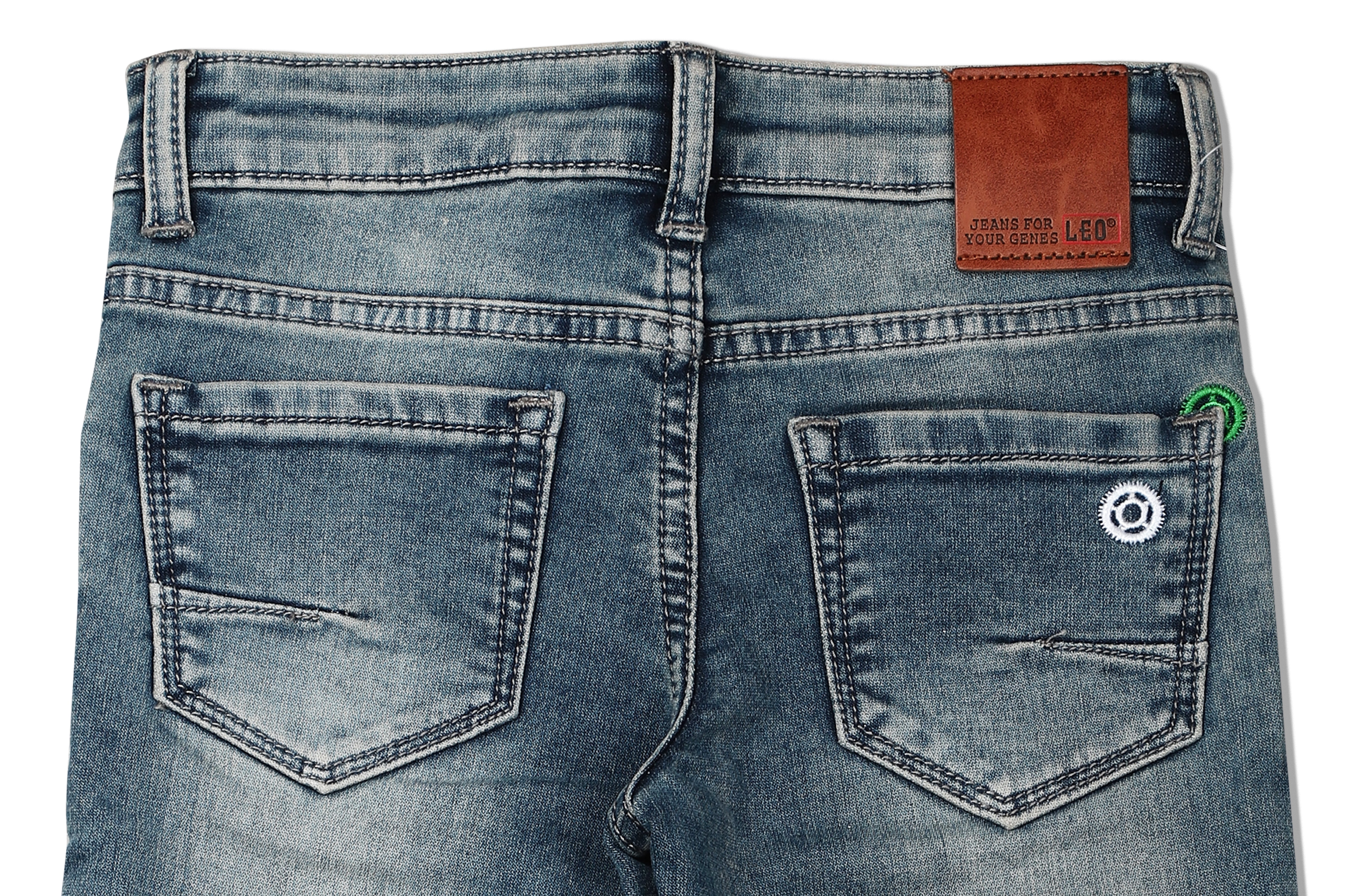 LEO Slim Fit Stretch Fashion Jeans, Khaki Tint - Black