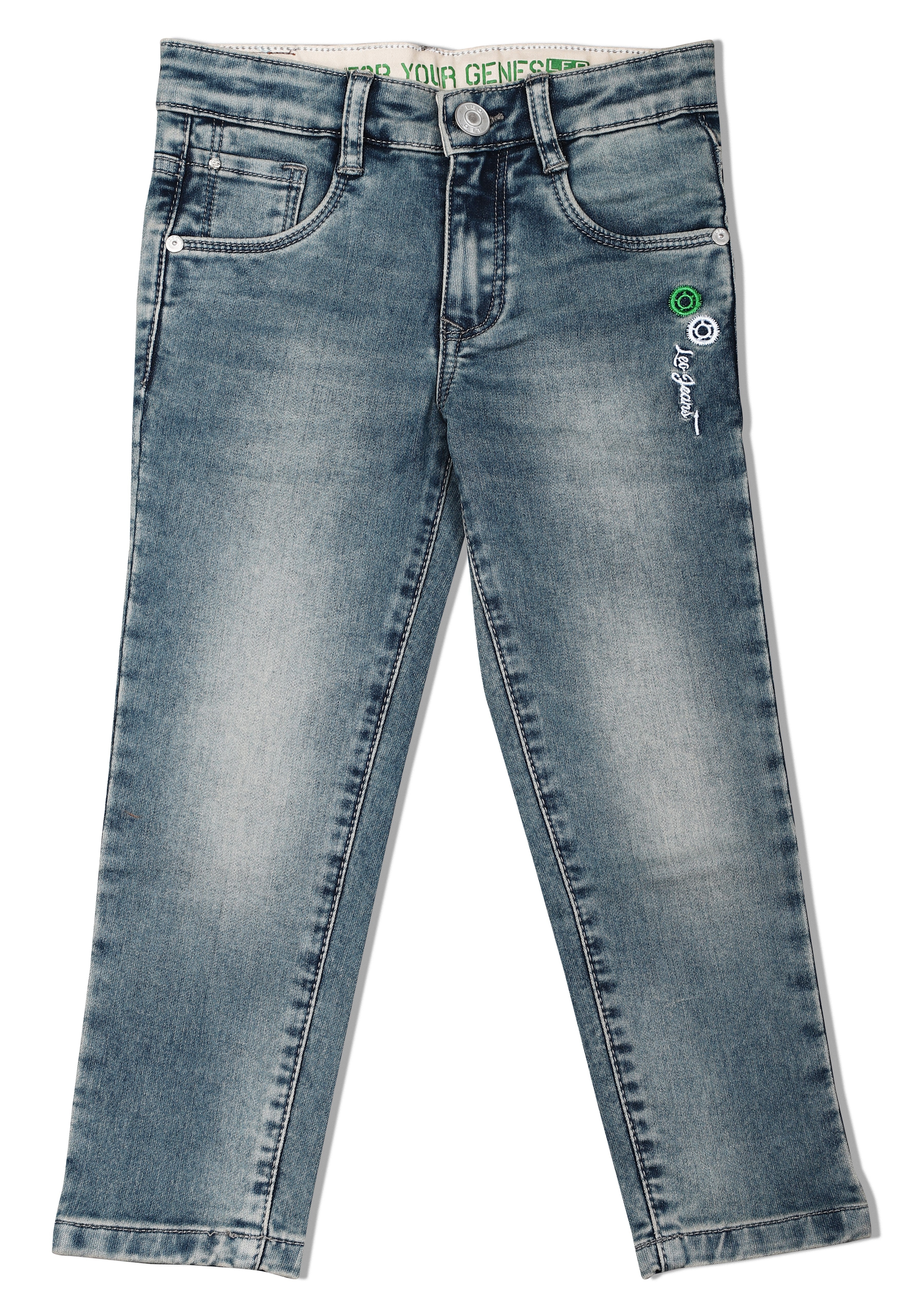 LEO Slim Fit Stretch Fashion Jeans, Khaki Tint - Black