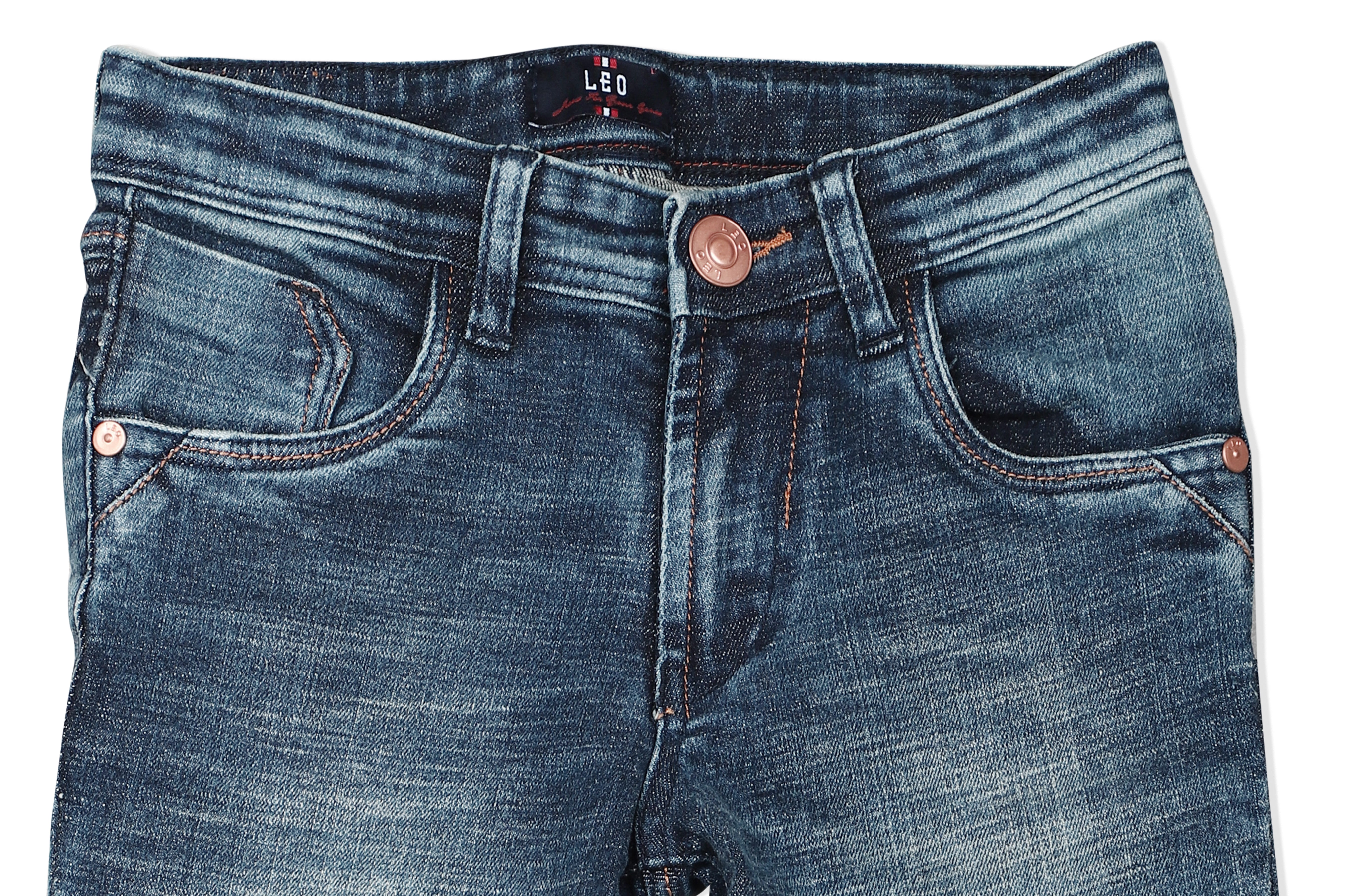 LEO Slim Fit Stretch Fashion Jeans, Denim-X - Blue