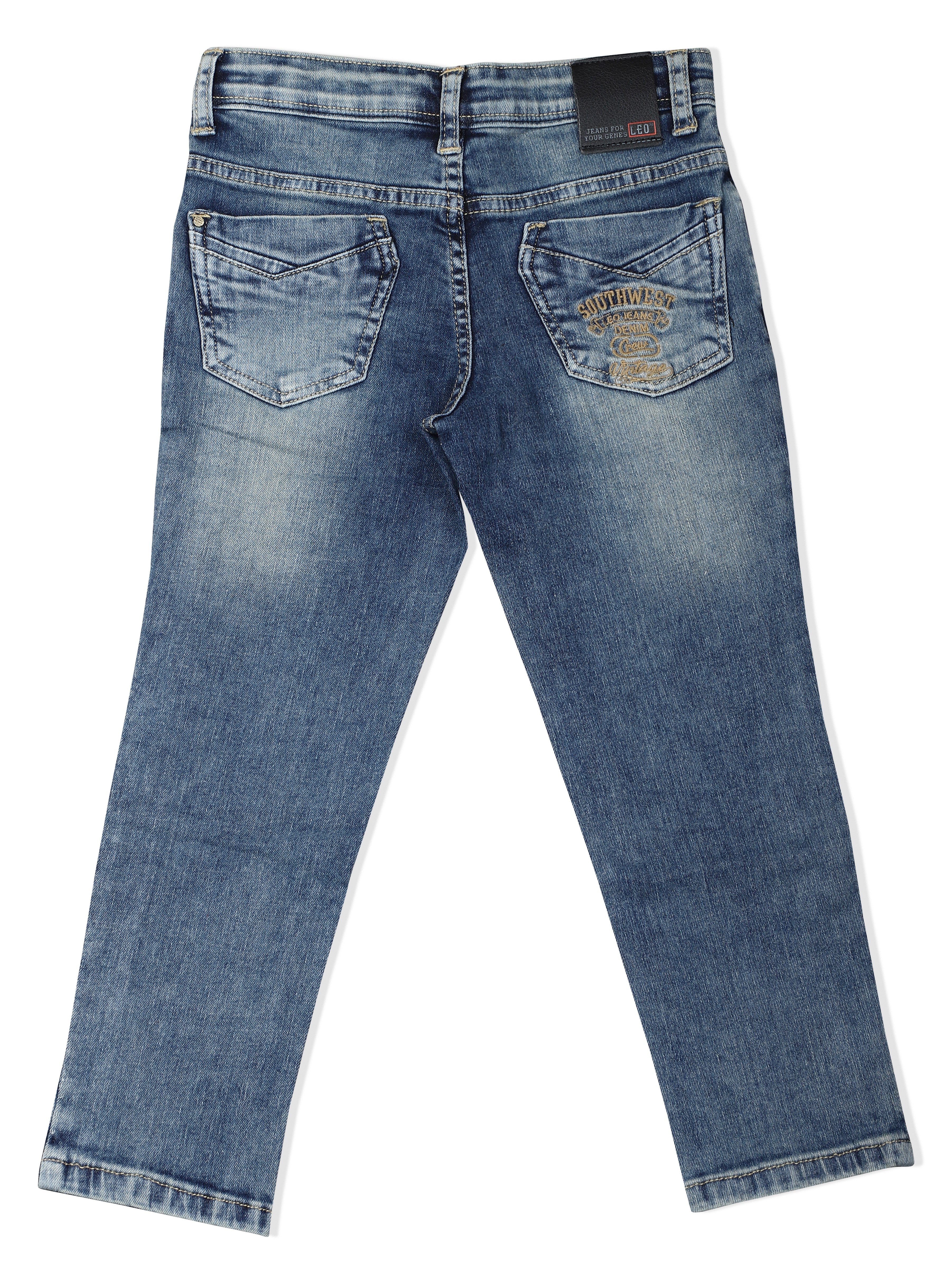 LEO Slim Fit Stretch Fashion Jeans, Khaki Tint - Blue