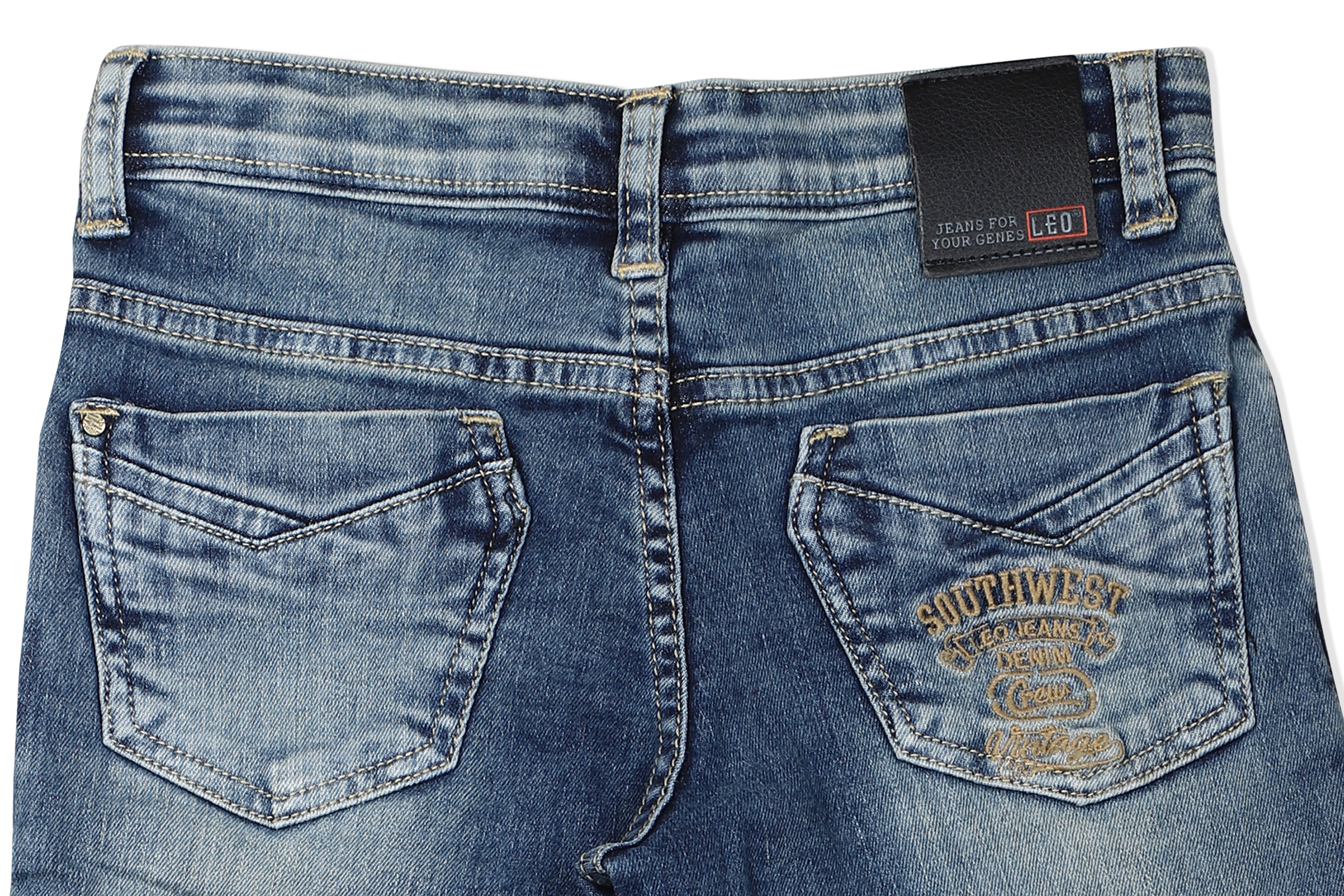 LEO Slim Fit Stretch Fashion Jeans, Khaki Tint - Blue