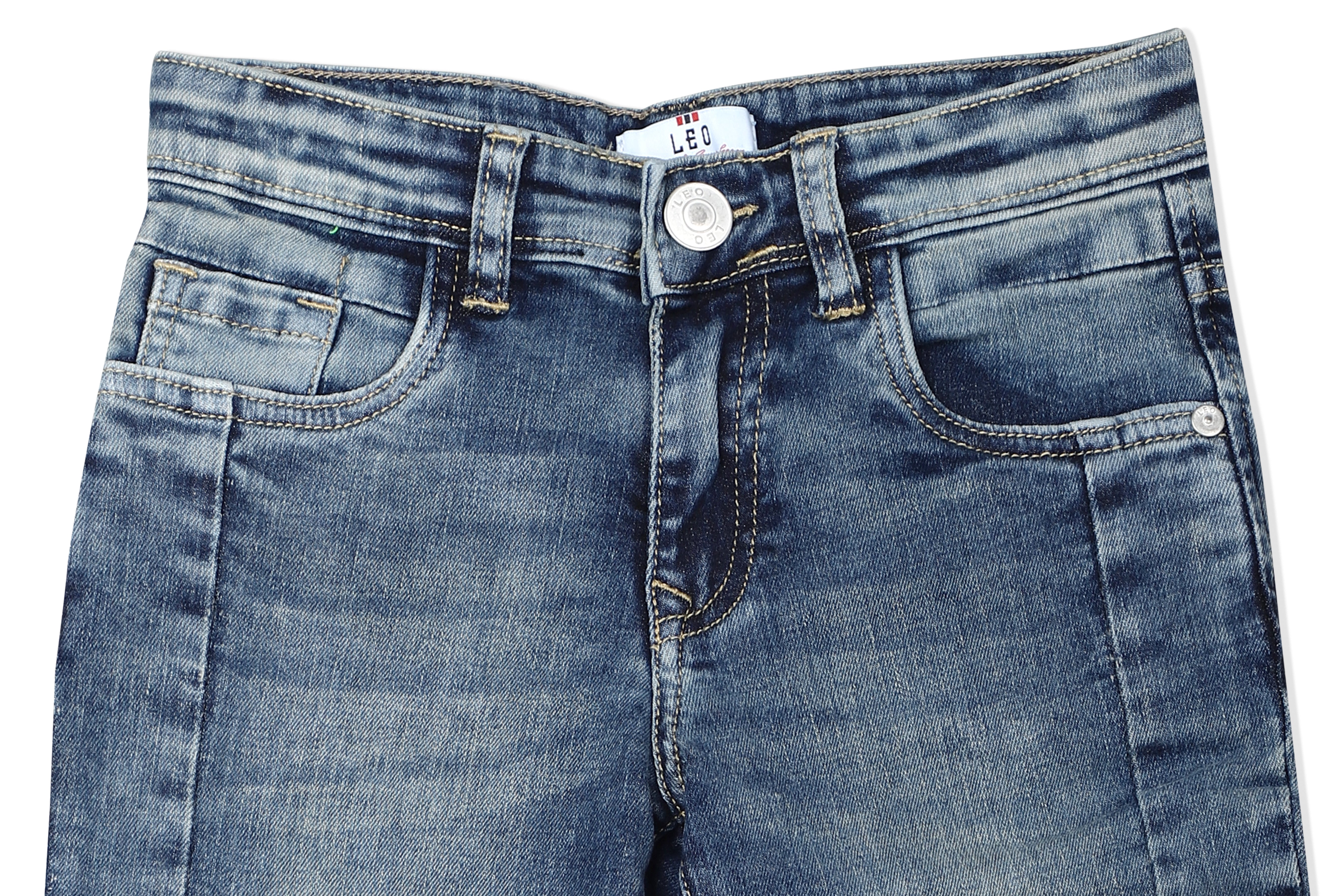 LEO Slim Fit Stretch Fashion Jeans, Khaki Tint - Blue