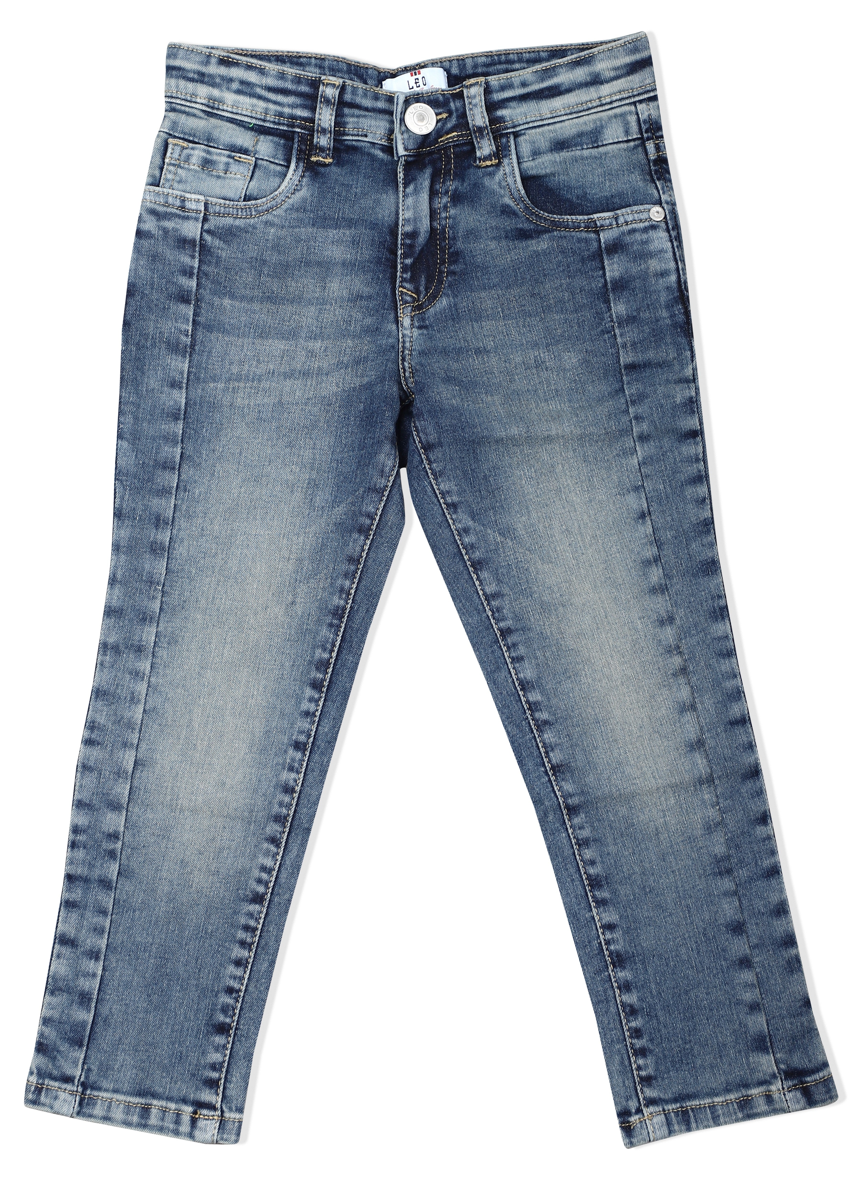 LEO Slim Fit Stretch Fashion Jeans, Khaki Tint - Blue